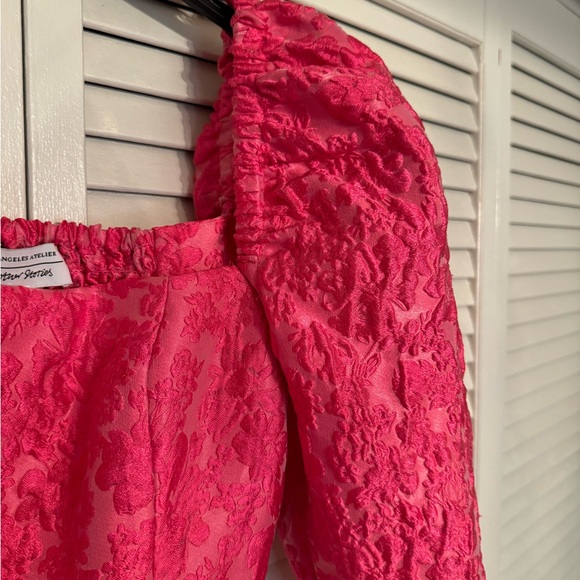 & Other Stories Pink Textured/Jacquard Puffsleeve dress - Picture 4 of 9